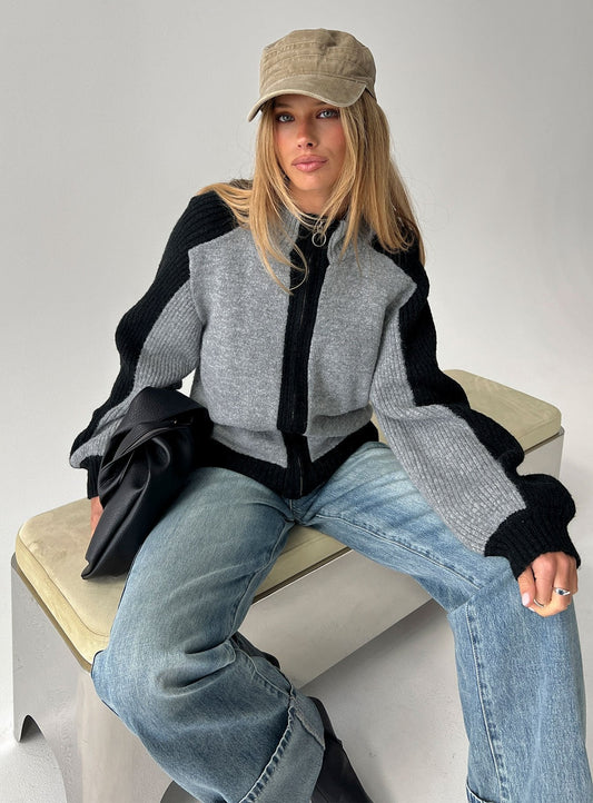 Asrar Jumper Grey / Black women's sweater by Ellevoria