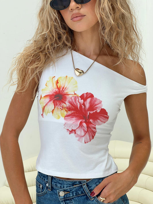 Edwardi Hibiscus Top White - women's top by Ellevoria
