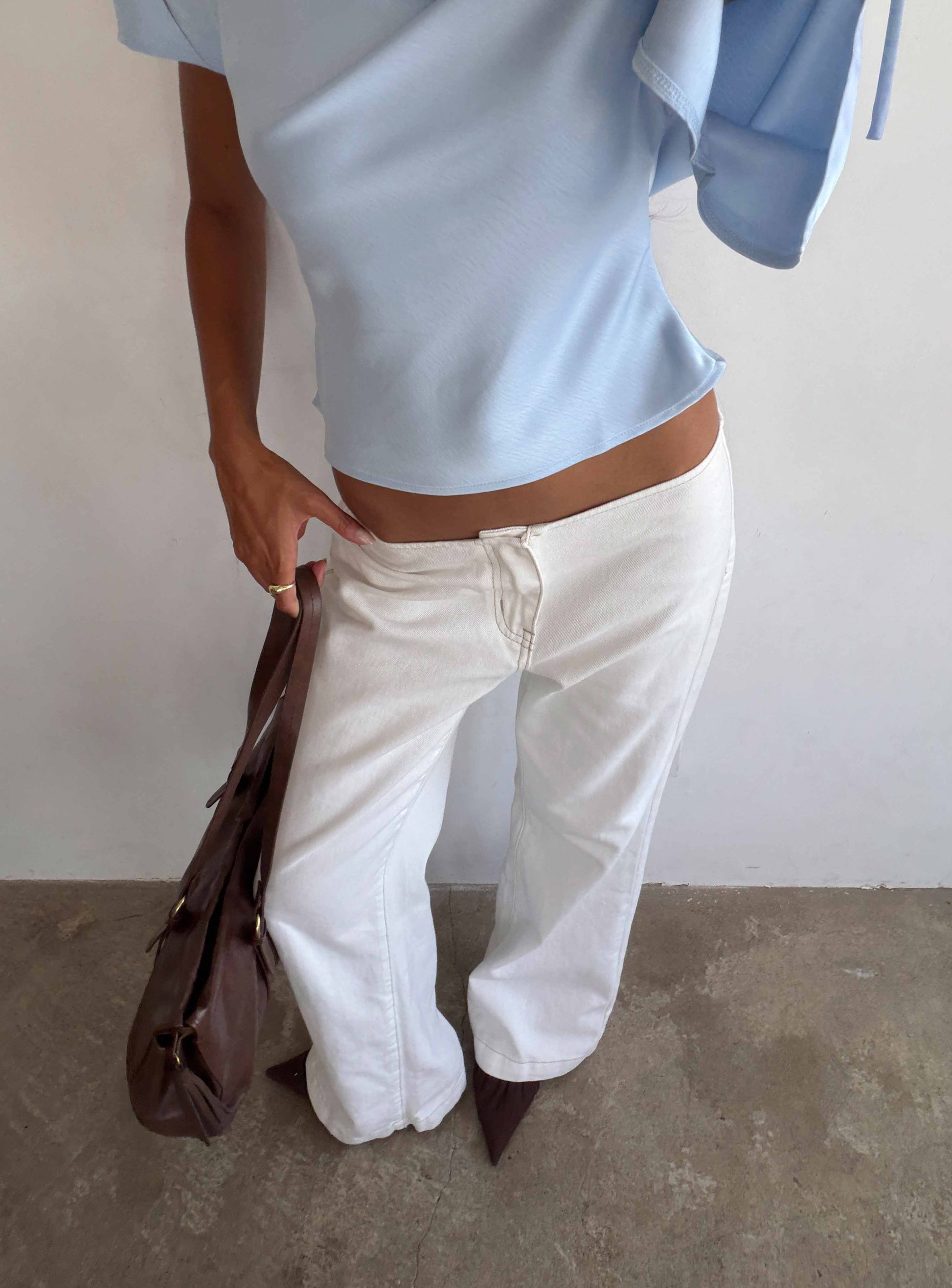 Buenos No Waist Low Rise Straight Leg Jeans White women's denim jeans by Ellevoria