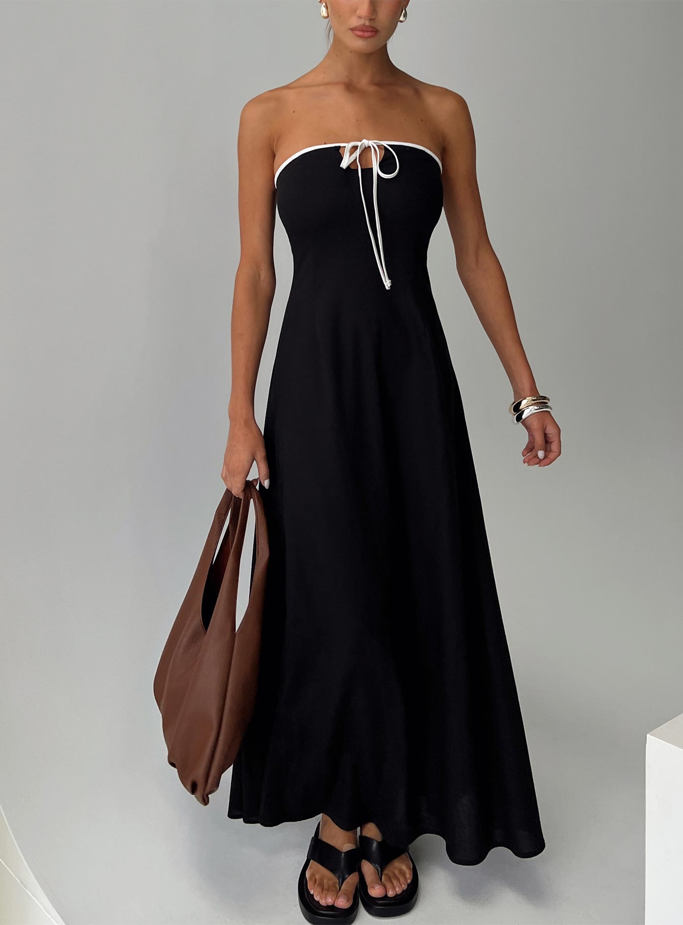 Bijou Strapless Maxi Dress Black - women's maxi dress by Ellevoria
