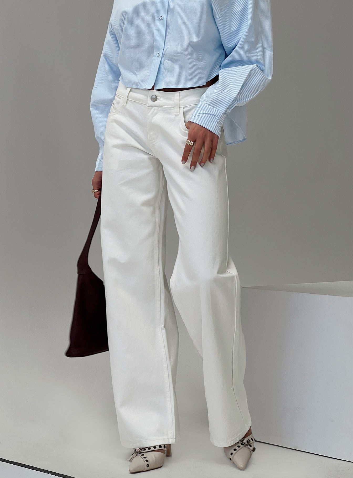 Ellanor Low Rise Straight Leg Jeans White women's denim jeans by Ellevoria
