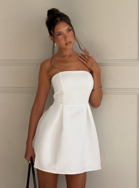 Spader Corset Mini Dress White - women's fashion by Ellevoria