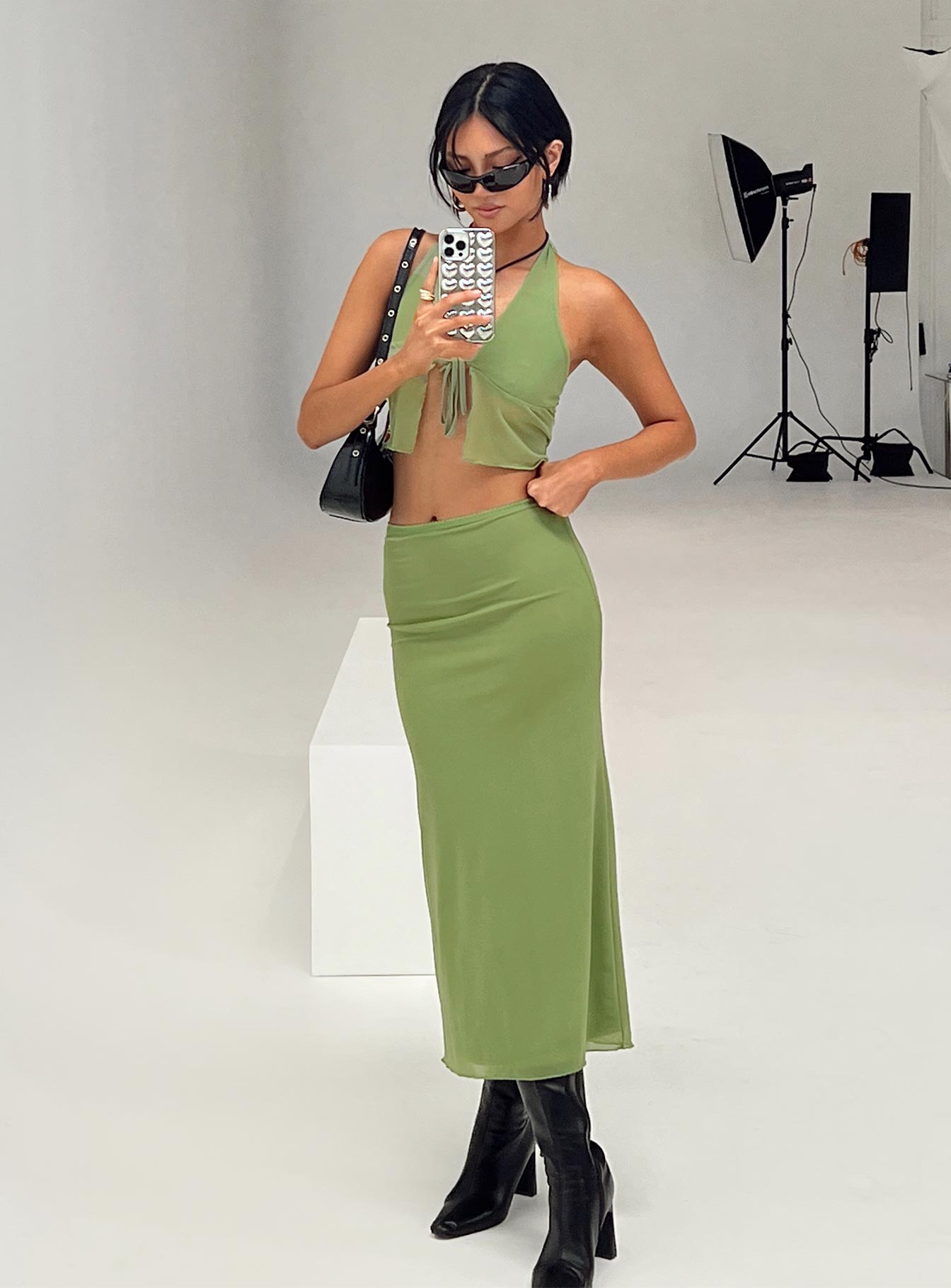 Tami Set Green women's skirt set by Ellevoria