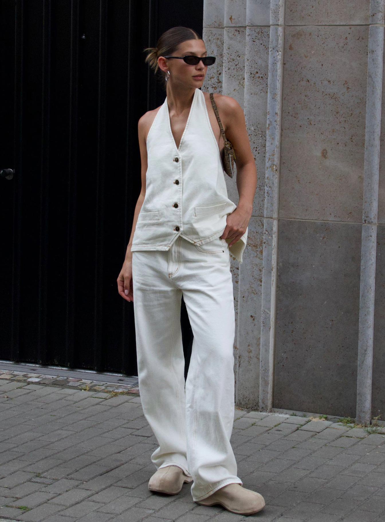 Top Model Low Rise Straight Leg Jeans Porcelain women's two piece set by Ellevoria