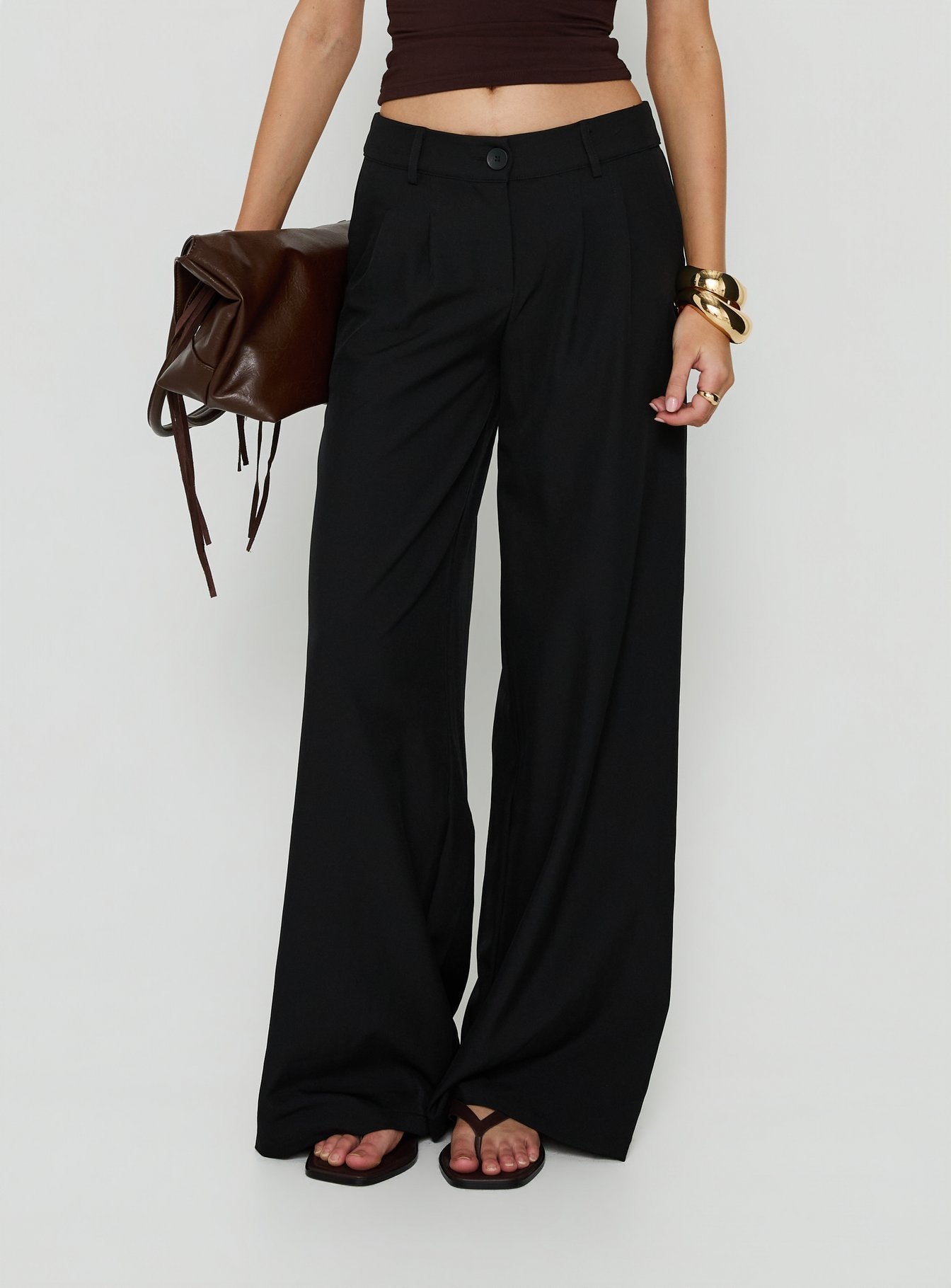 Archer Mid Rise Baggy Pants Black - loose fit women's bottoms by Ellevoria