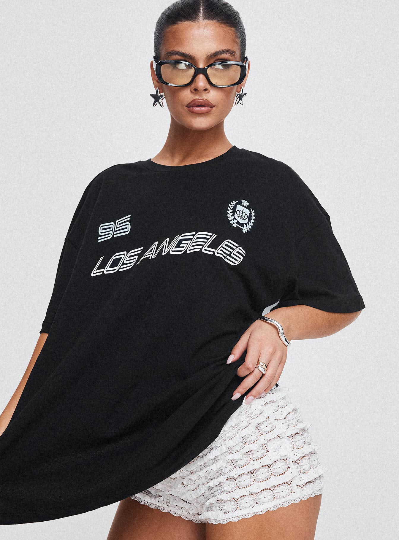 Goal La Oversized Tee Black - women's top by Ellevoria - view 2