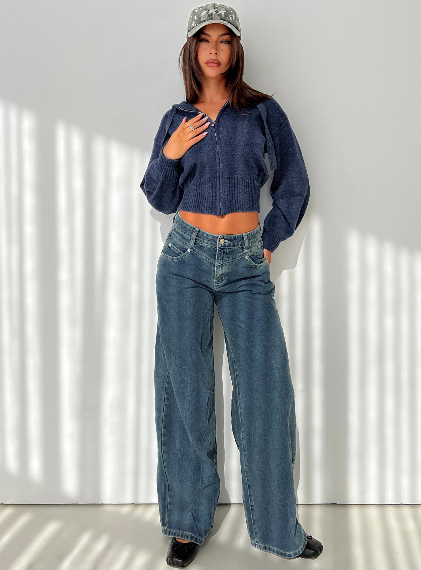 Shanna Relaxed Low Rise Jeans Acid Raw Wash women's denim jeans by Ellevoria