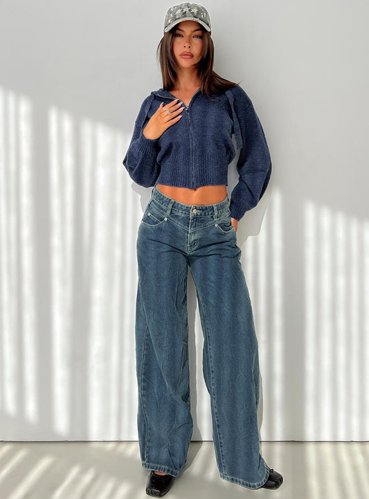 Shanna Relaxed Low Rise Jeans Acid Raw Wash women's denim jeans by Ellevoria