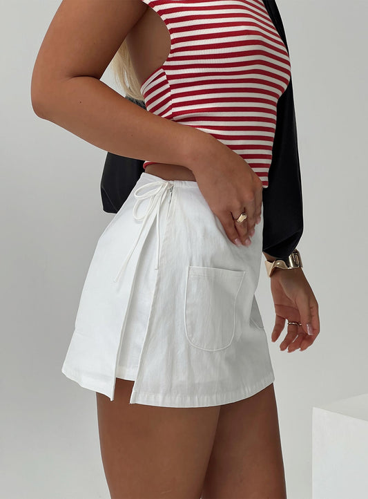 Gigi Wrap Skort White women's shorts by Ellevoria