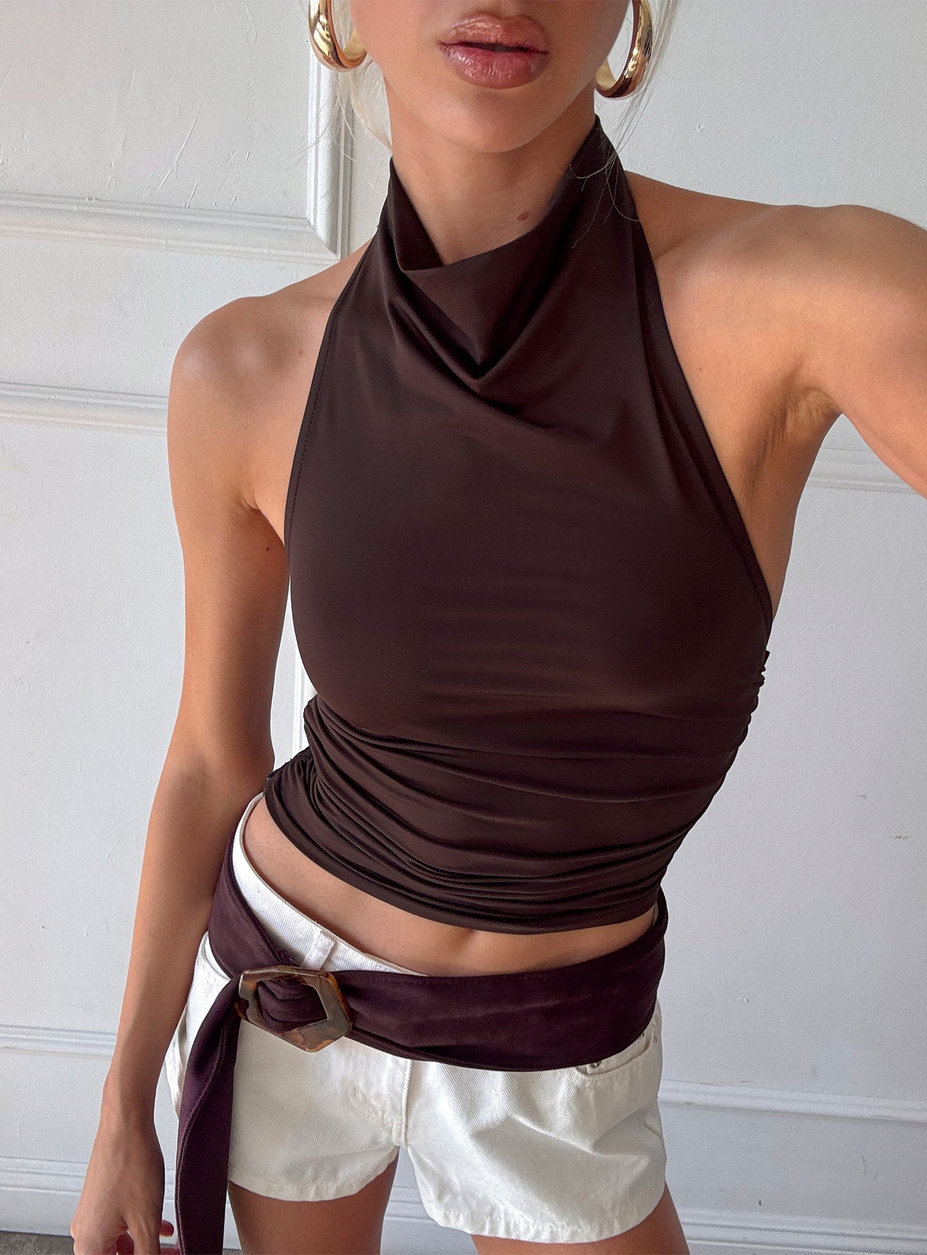 Giggle Top Chocolate - women's top by Ellevoria