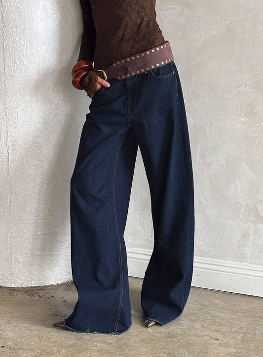 Darla Low Rise Straight Leg Jean Dark Blue Wash women's denim jeans by Ellevoria