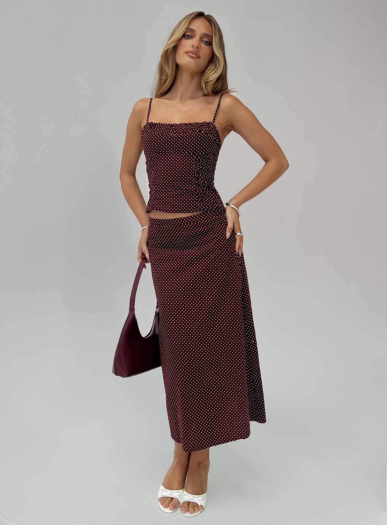 Shining Mirrors Set Burgundy women's two piece set by Ellevoria