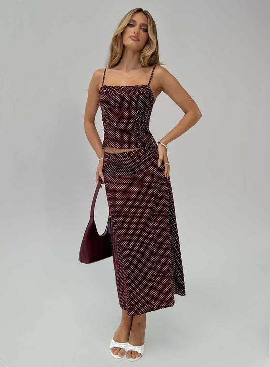 Shining Mirrors Set Burgundy women's two piece set by Ellevoria