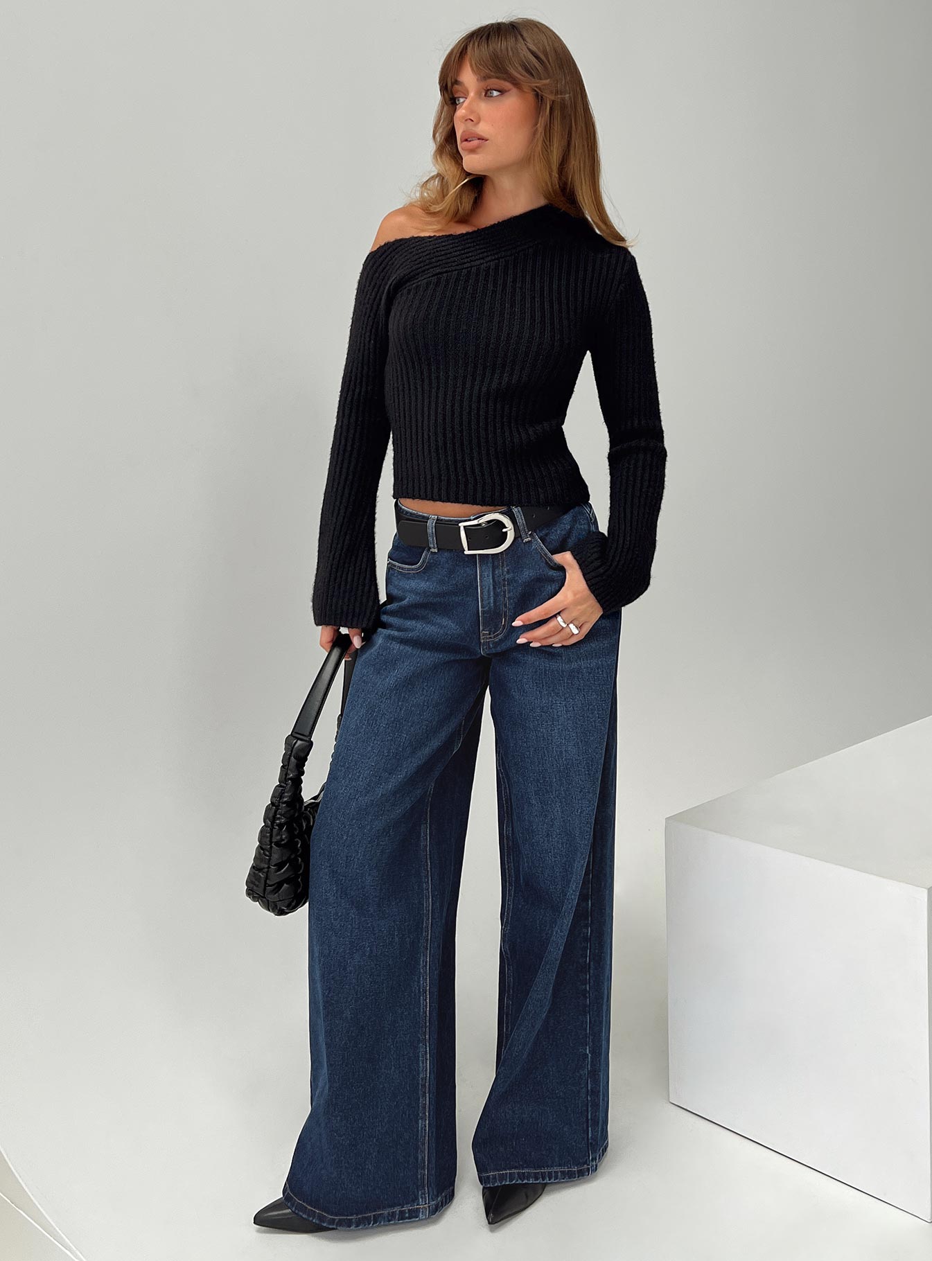 Naylor Mid Rise Wide Leg Jeans Mid Blue Denim women's denim jeans by Ellevoria