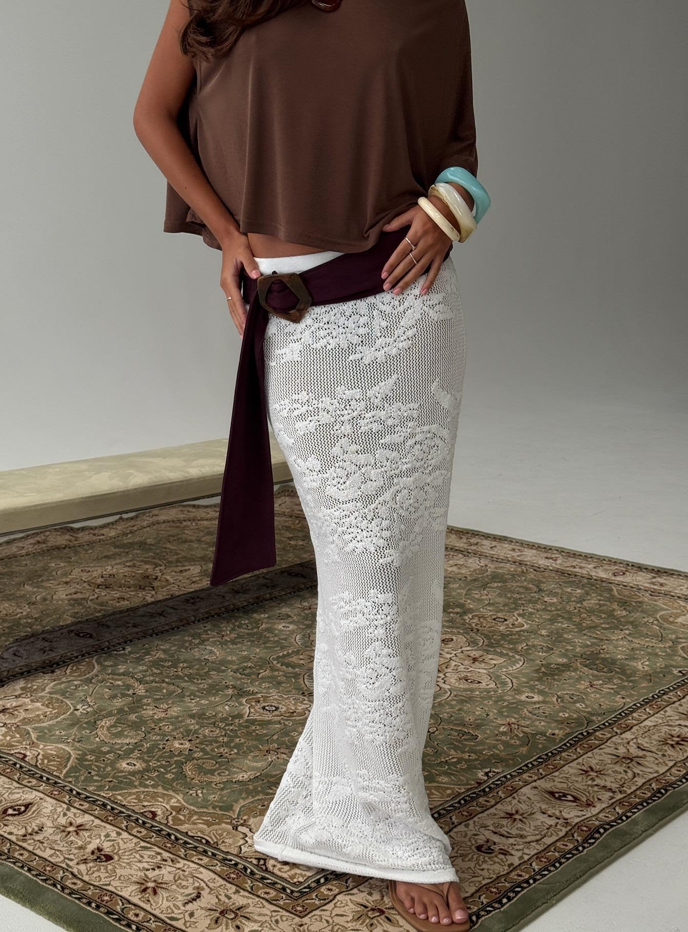 Opresia Crochet Maxi Skirt White women's skirt by Ellevoria