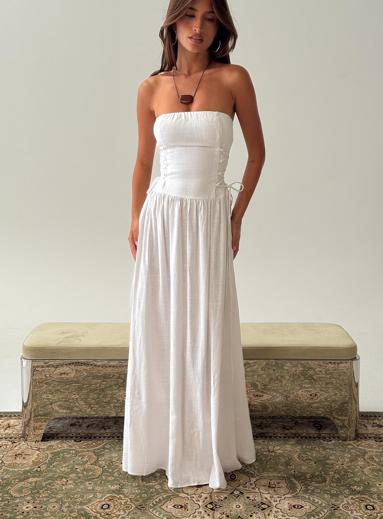 So Far So Good Maxi Dress White - women's maxi dress by Ellevoria