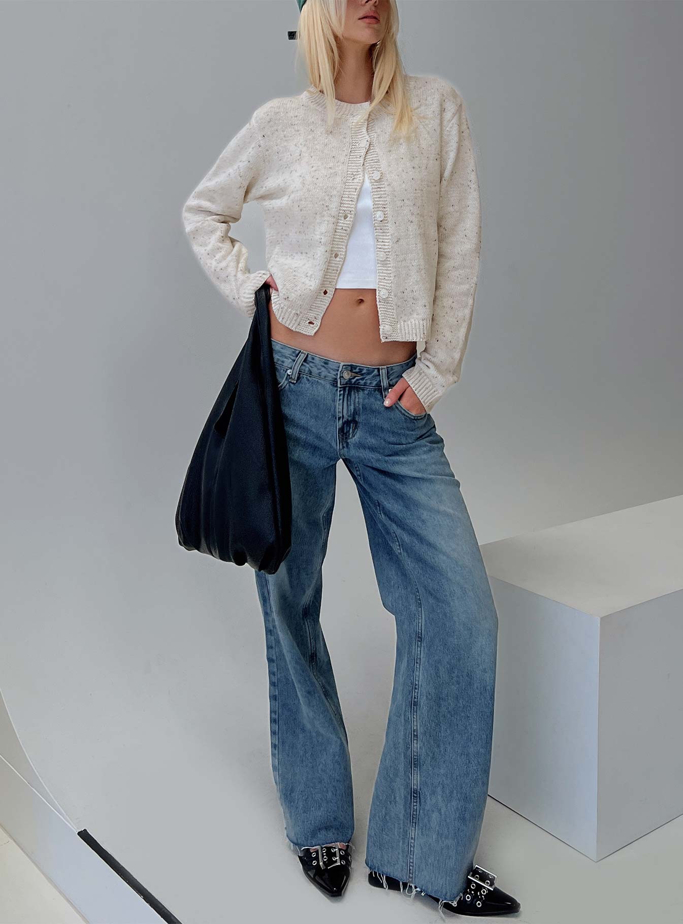 Sabryna Low Rise Straight Leg Jeans Blue women's denim jeans by Ellevoria
