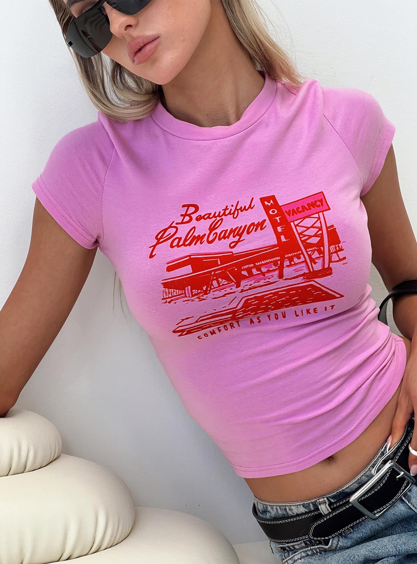 Palm Canyon Tee Pink - women's top by Ellevoria