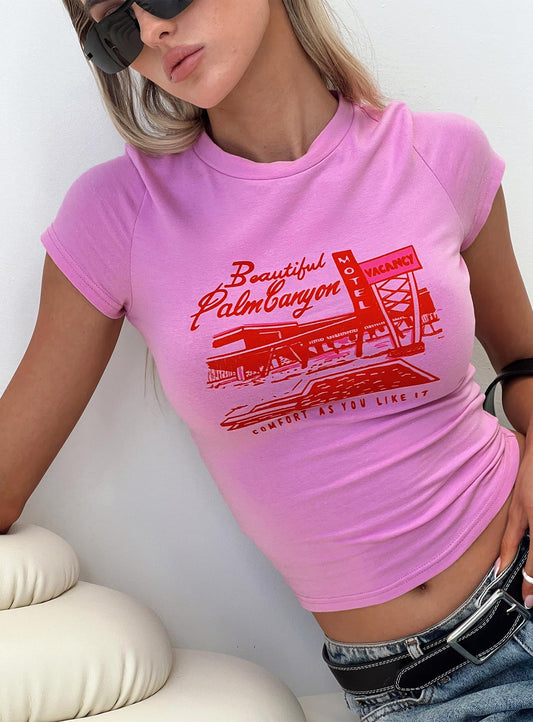 Palm Canyon Tee Pink - women's top by Ellevoria