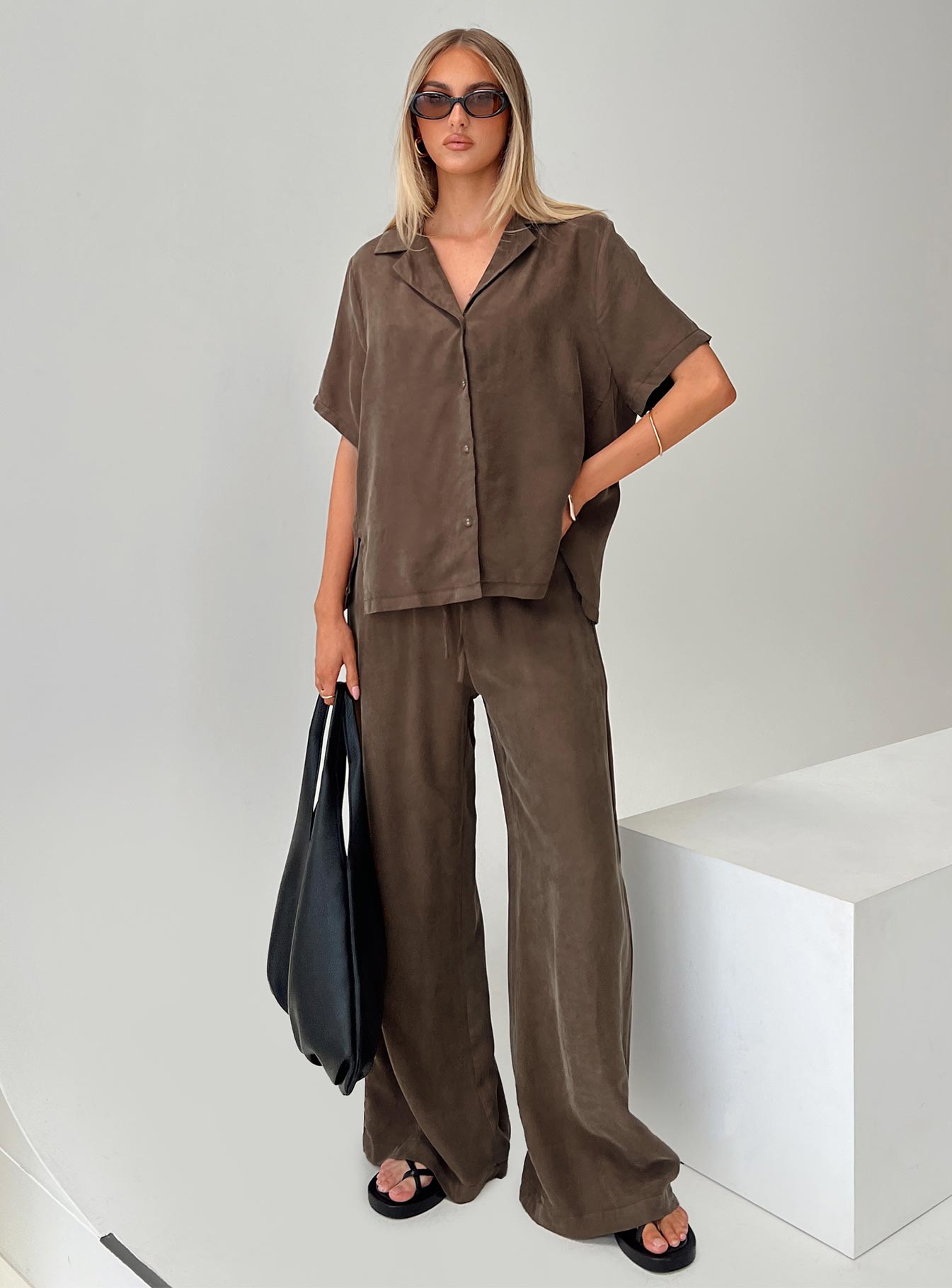Mahlab Pants Chocoloate women's pant set by Ellevoria