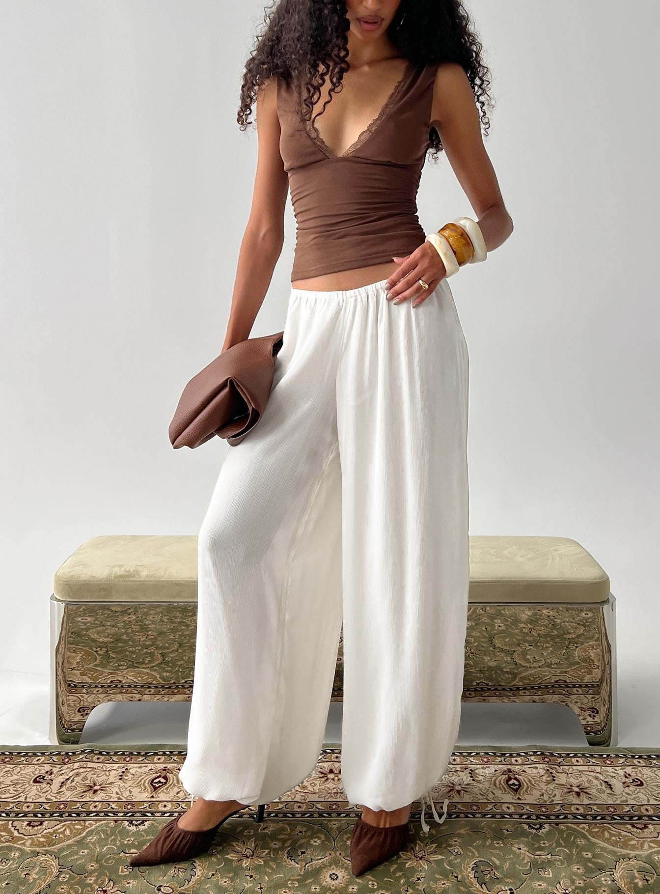 Moondancer Balloon Pants Cream - loose fit women's bottoms by Ellevoria