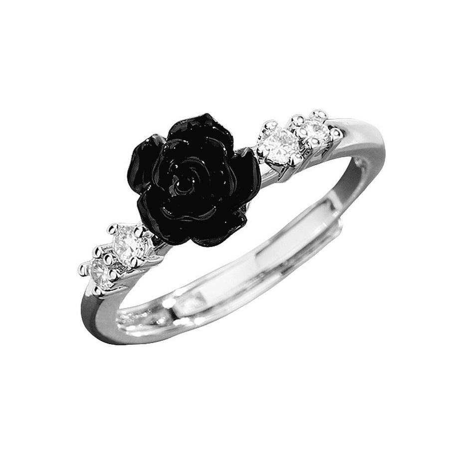 Hope Love & Renewal Sparkling Rose Flower Adjustable Ring
