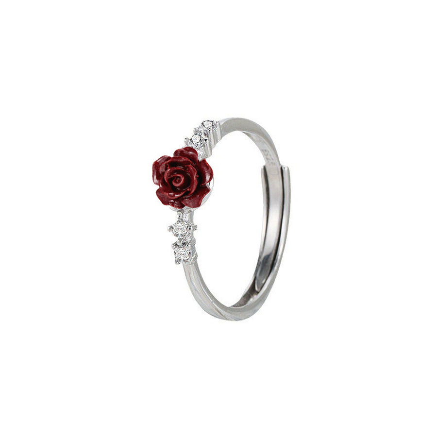 Hope Love & Renewal Sparkling Rose Flower Adjustable Ring