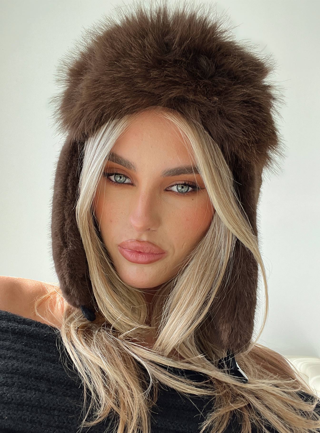 Woolfe Fluffy Hat Brown women's accessory by Ellevoria