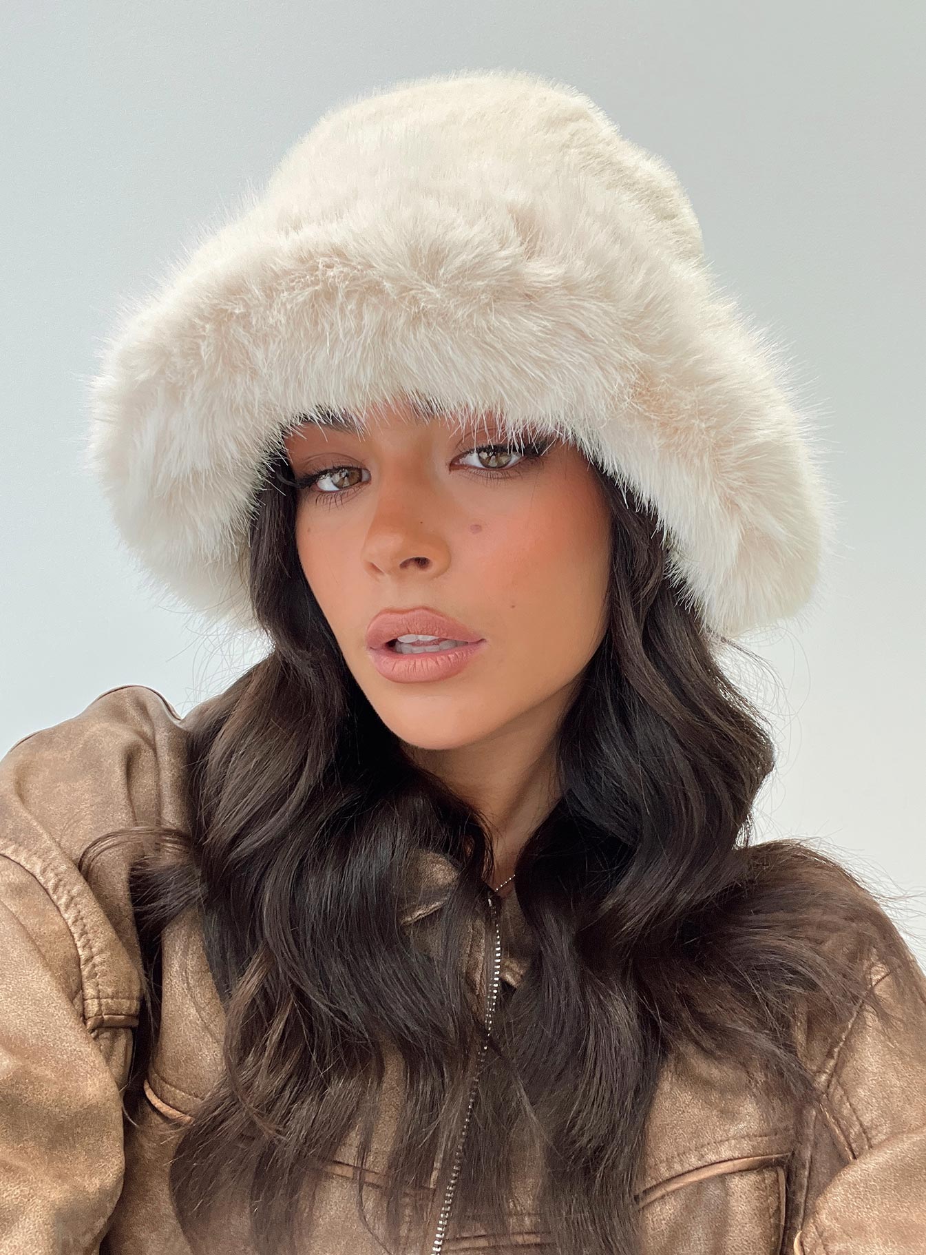 Avaah Fluffy Hat Cream women's accessory by Ellevoria