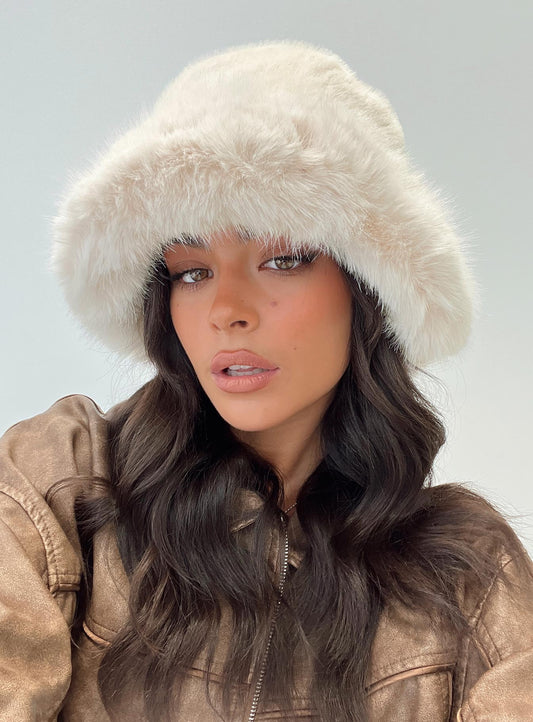 Avaah Fluffy Hat Cream women's accessory by Ellevoria