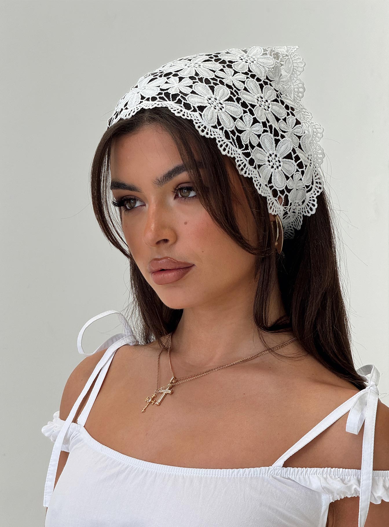Pinot Lace Hair Scarf White women's hair accessory by Ellevoria