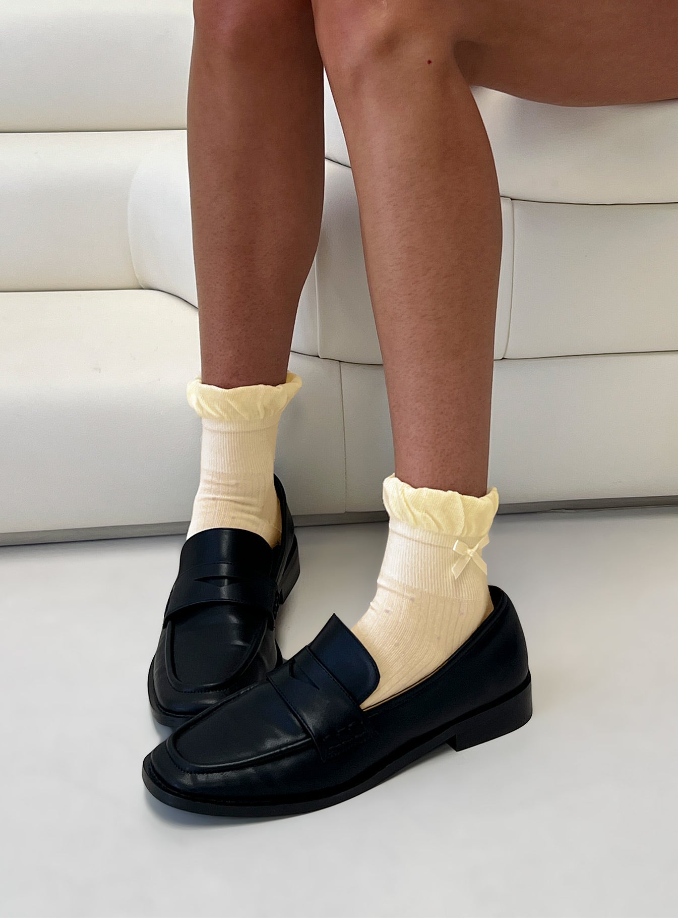 Ceyla Frill Socks Yellow Polka women's socks by Ellevoria