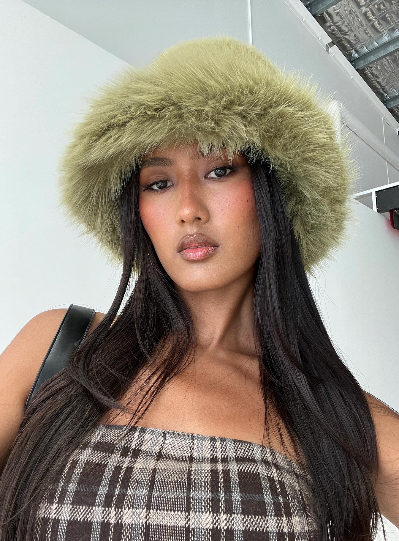 Avaah Fluffy Hat Green women's accessory by Ellevoria