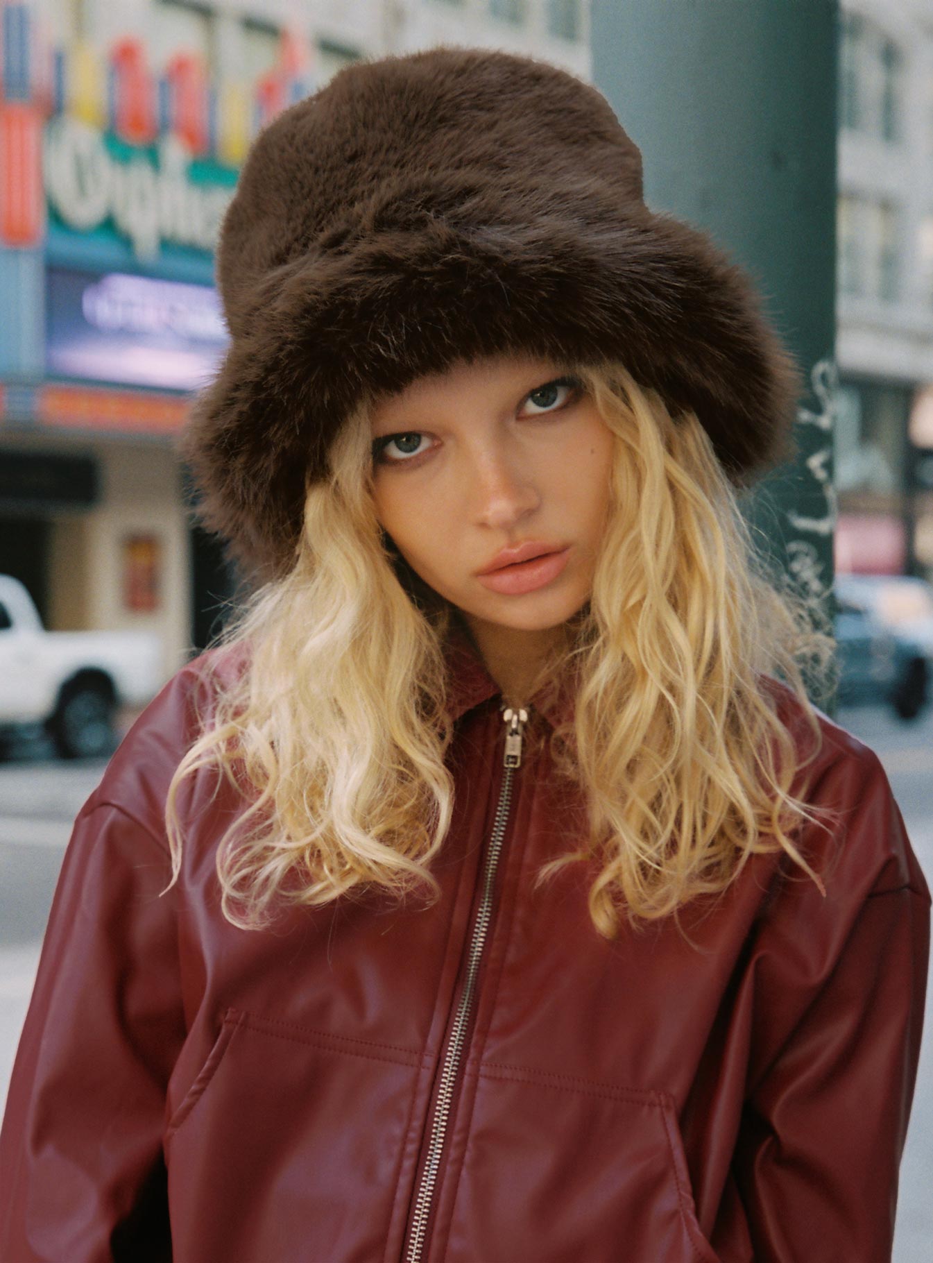 Avaah Fluffy Hat Taupe women's accessory by Ellevoria