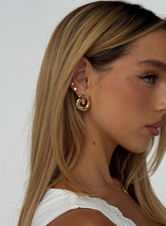 Sold On You Spiral Earrings Gold women's earrings by Ellevoria