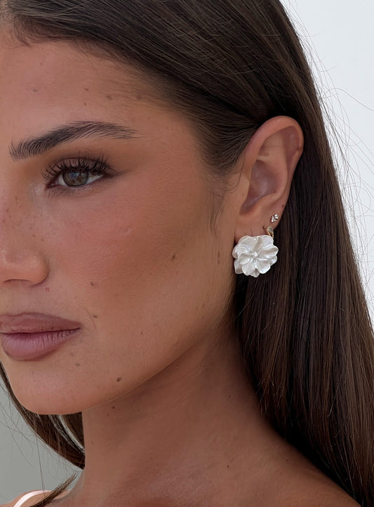 Livvy Floral Stud Earrings White women's earrings by Ellevoria