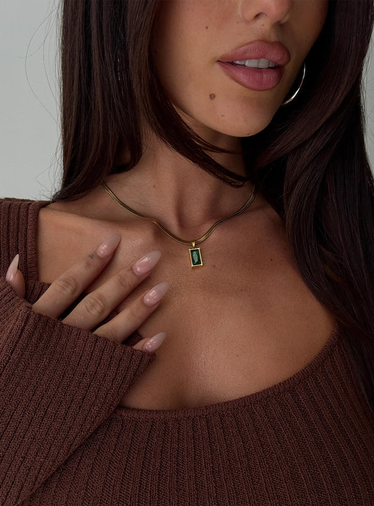 Seeley Snake Chain Pendant Necklace Gold women's necklace by Ellevoria