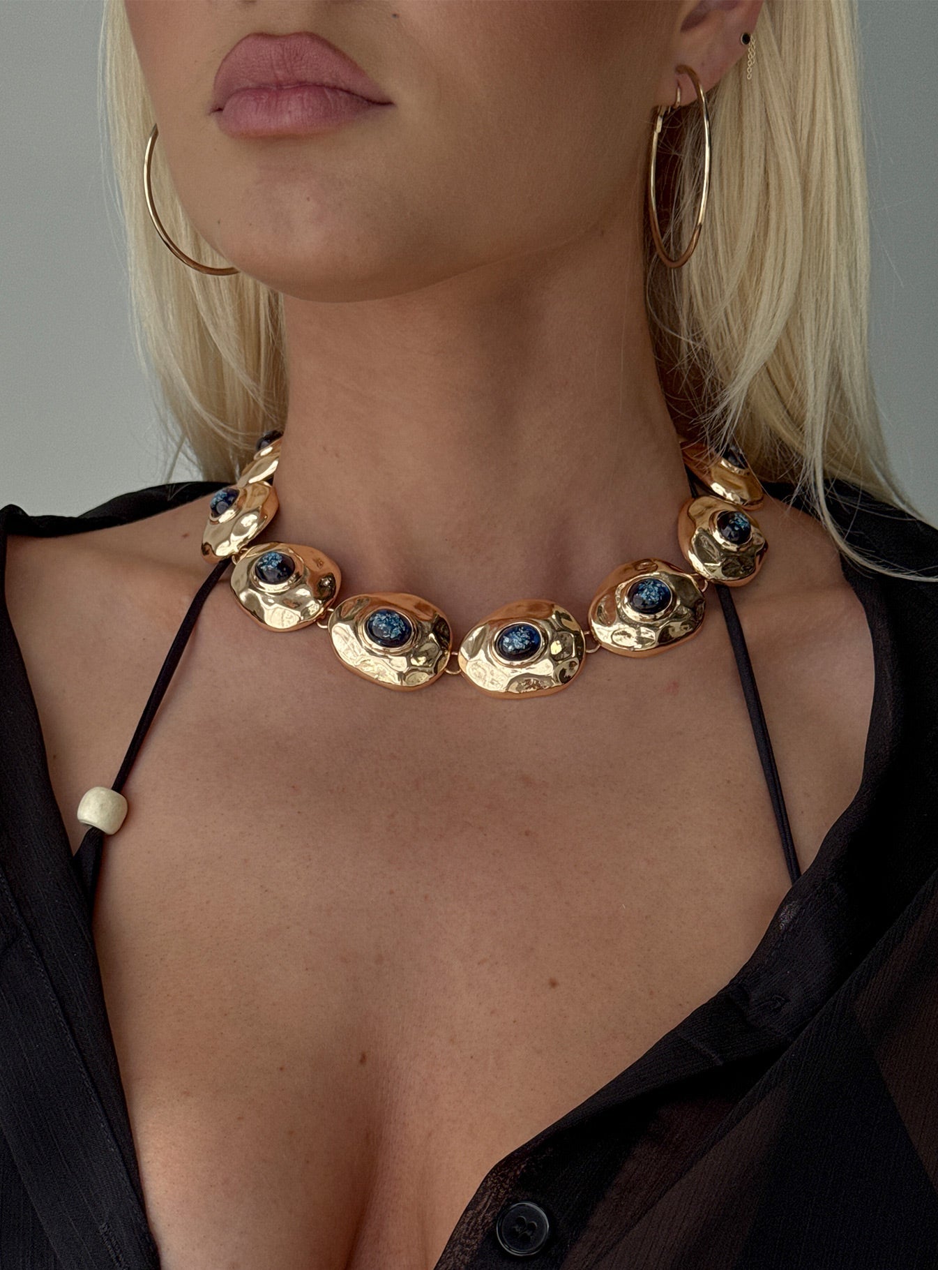 Donella Chunky Stone Necklace Gold women's necklace by Ellevoria