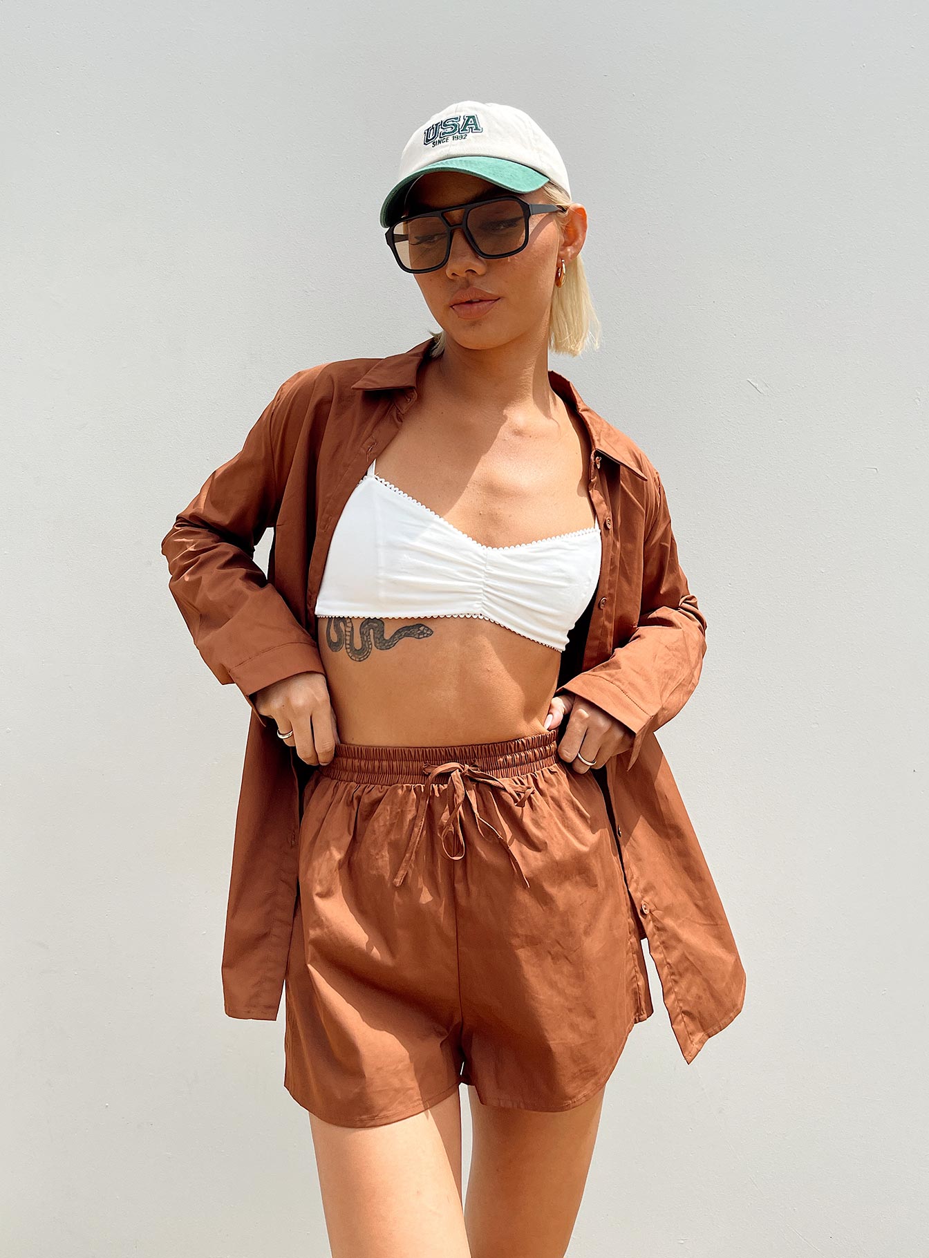 The Chloe Set Brown - women's shirt by Ellevoria - view 2