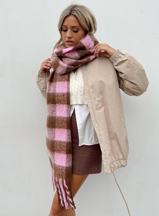 Piero Check Scarf Pink / Brown women's accessory by Ellevoria