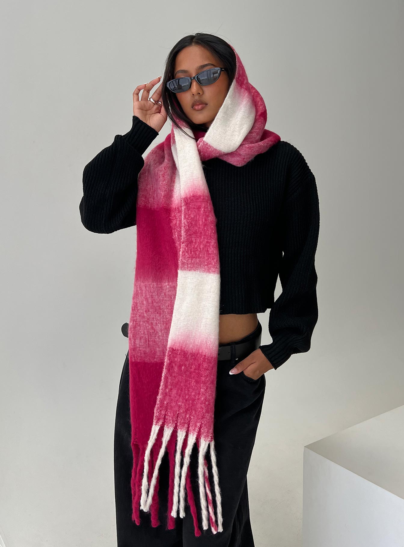 Consideration Scarf Pink Check women's accessory by Ellevoria