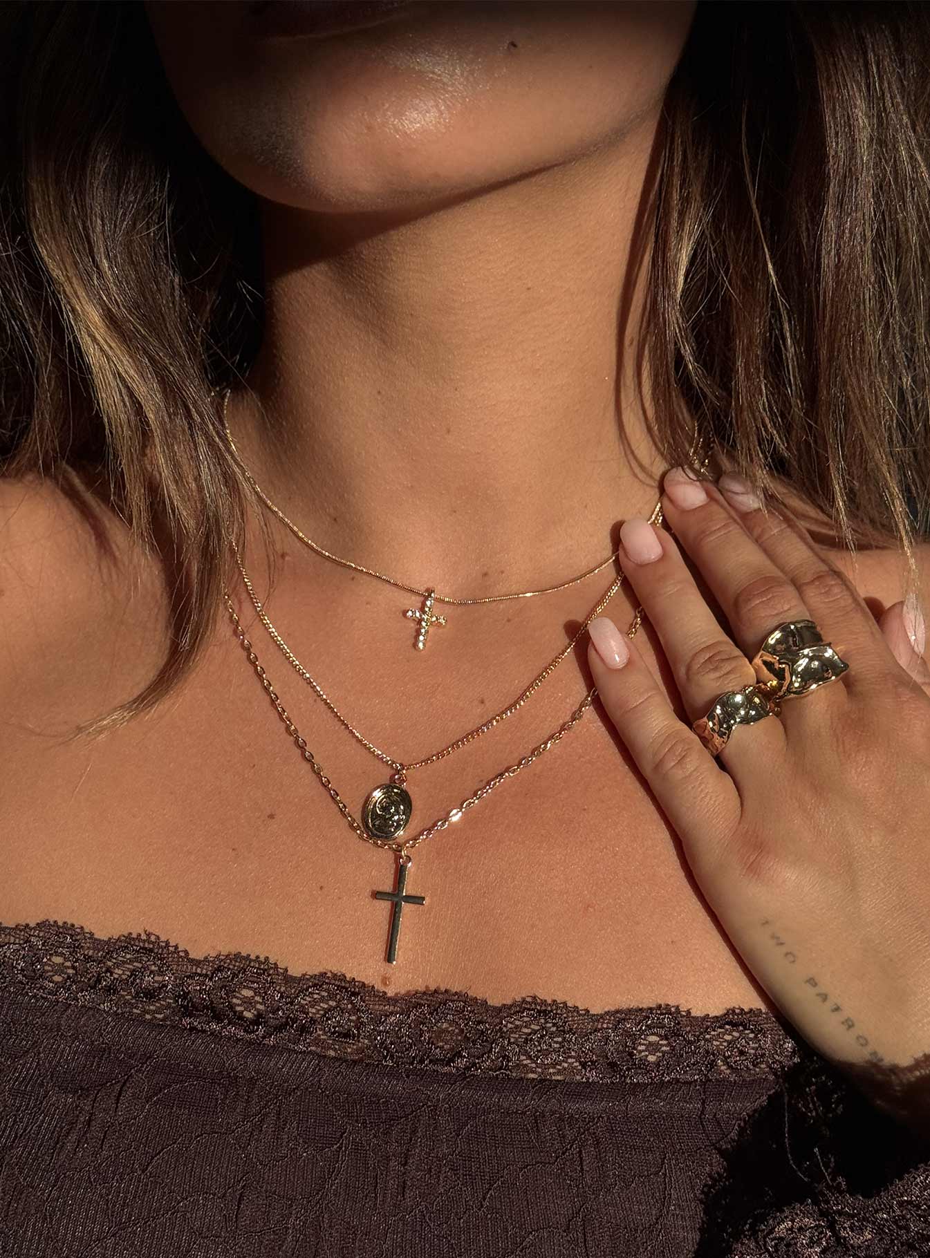 Broken Clocks Layered Necklace Gold women's necklace by Ellevoria