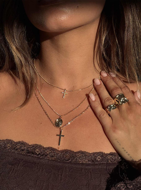 Broken Clocks Layered Necklace Gold women's necklace by Ellevoria