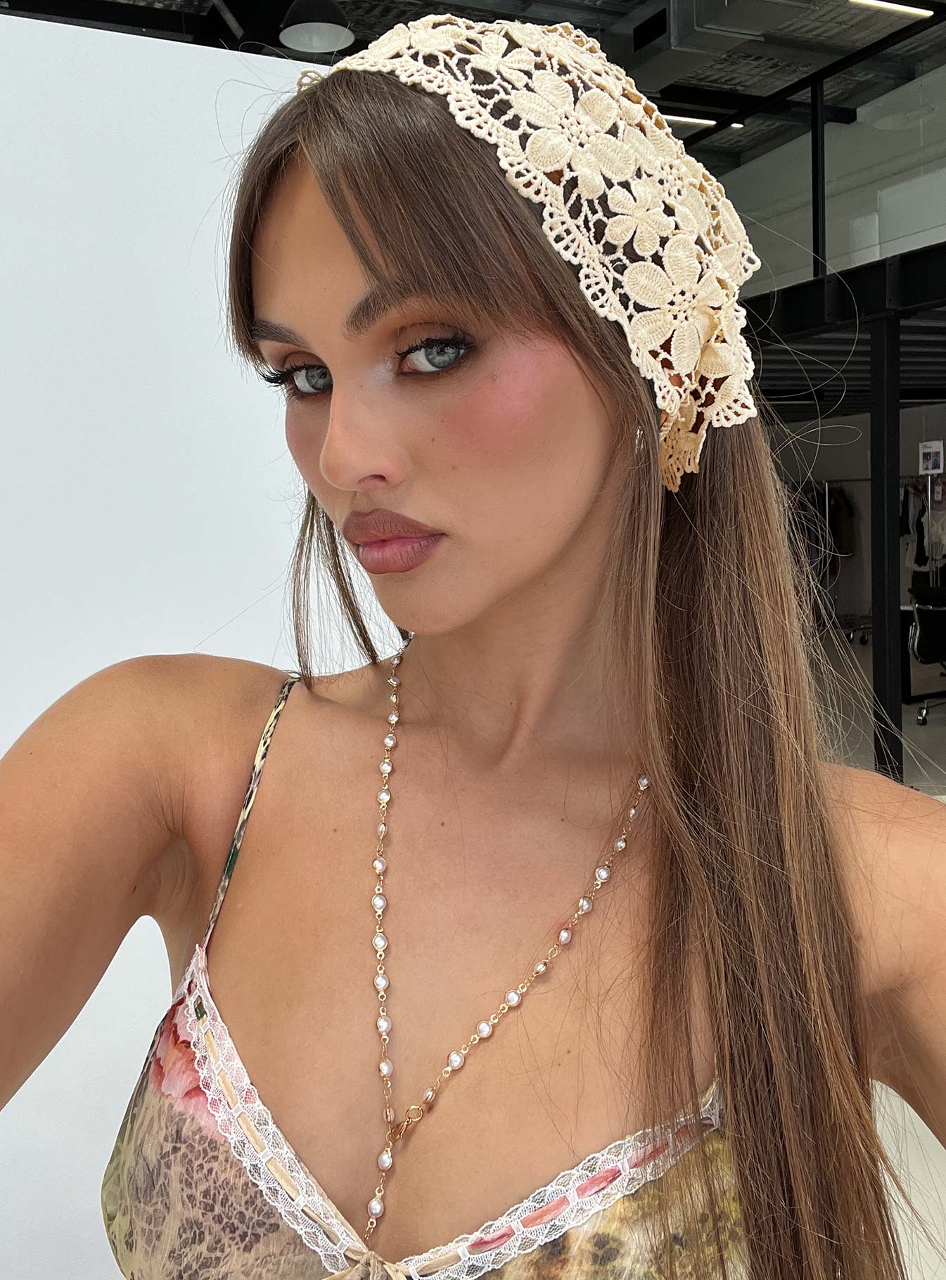 Lilibette Crochet Hair Bandana Butter women's hair accessory by Ellevoria