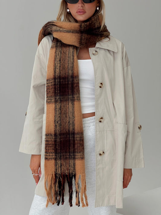 July Scarf Brown Check women's accessory by Ellevoria