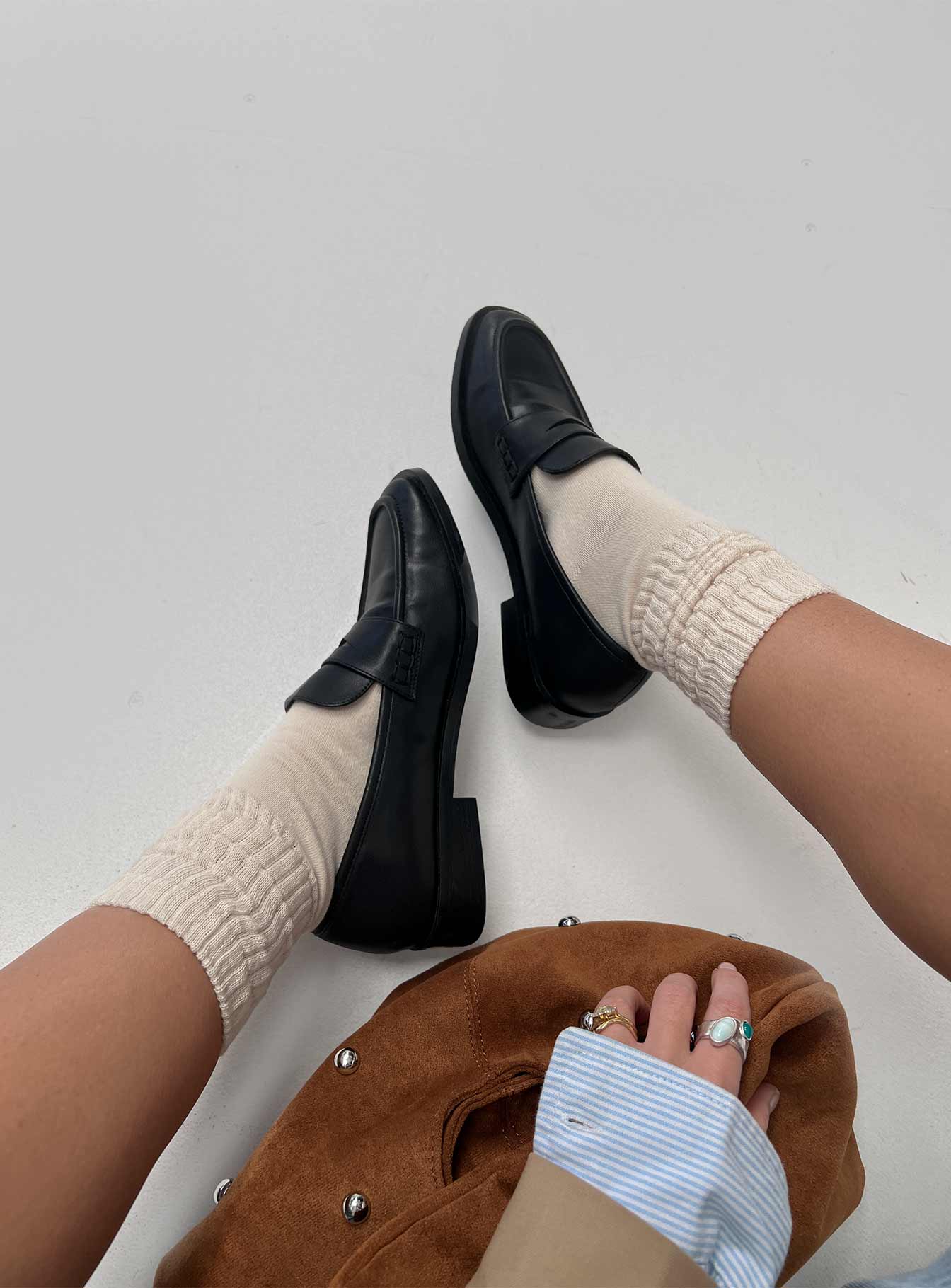 Sama Slouch Sock Beige women's socks by Ellevoria