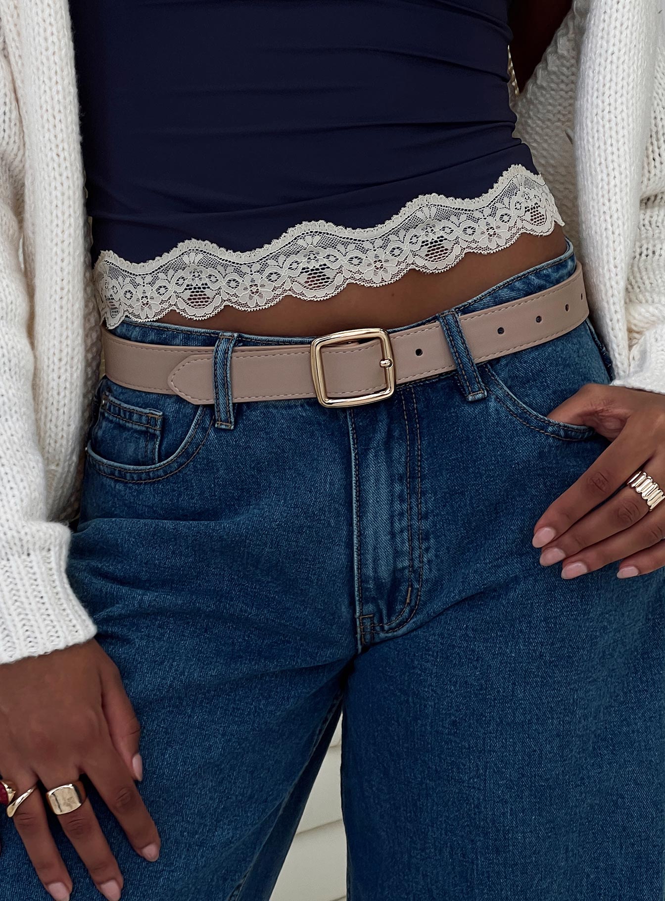 Chapman Belt Beige / Gold women's belt by Ellevoria