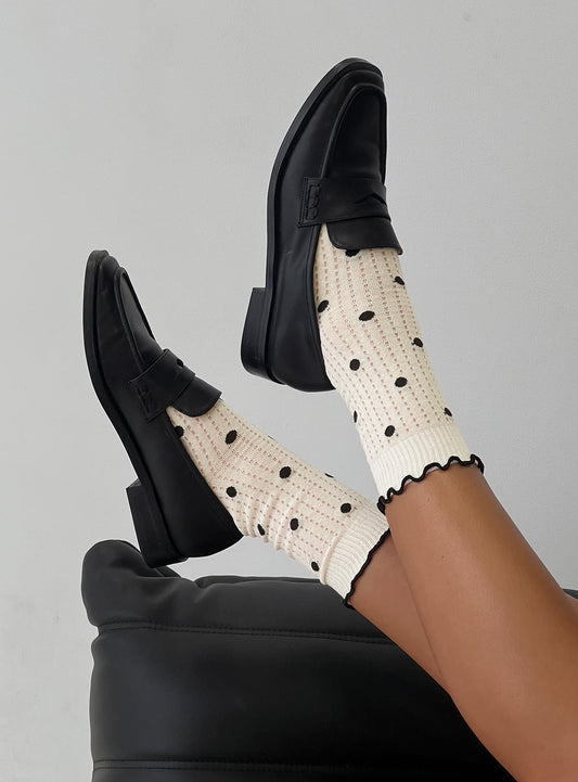 Somebody Else Frill Socks White Polka women's socks by Ellevoria