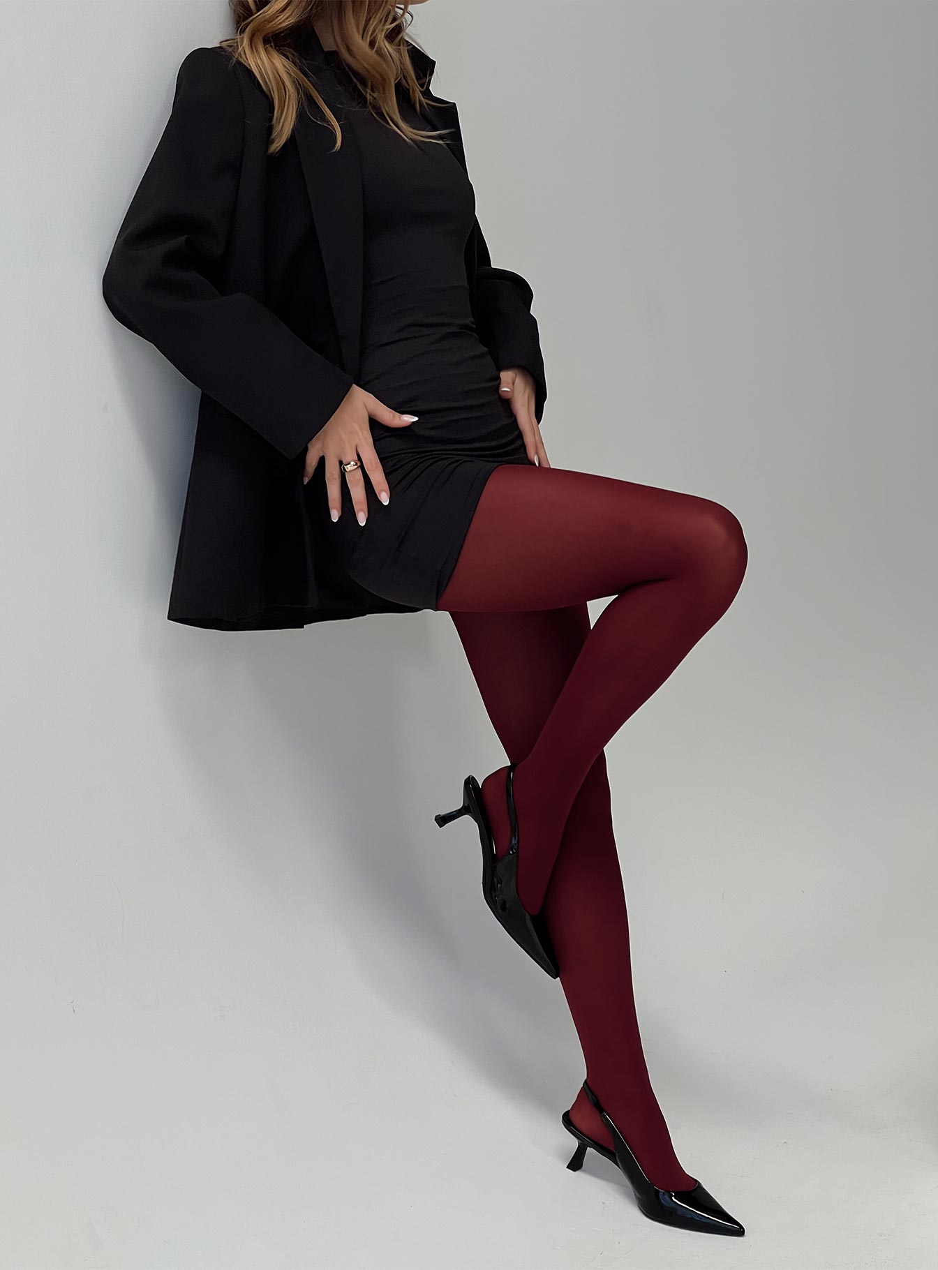 Eliseo Stockings Burgundy women's tights by Ellevoria