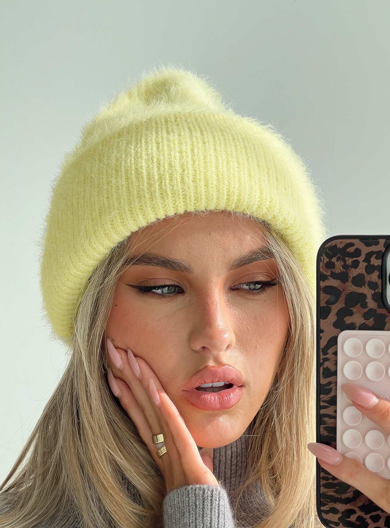 Kalyn Fluffy Beanie Lemon women's accessory by Ellevoria